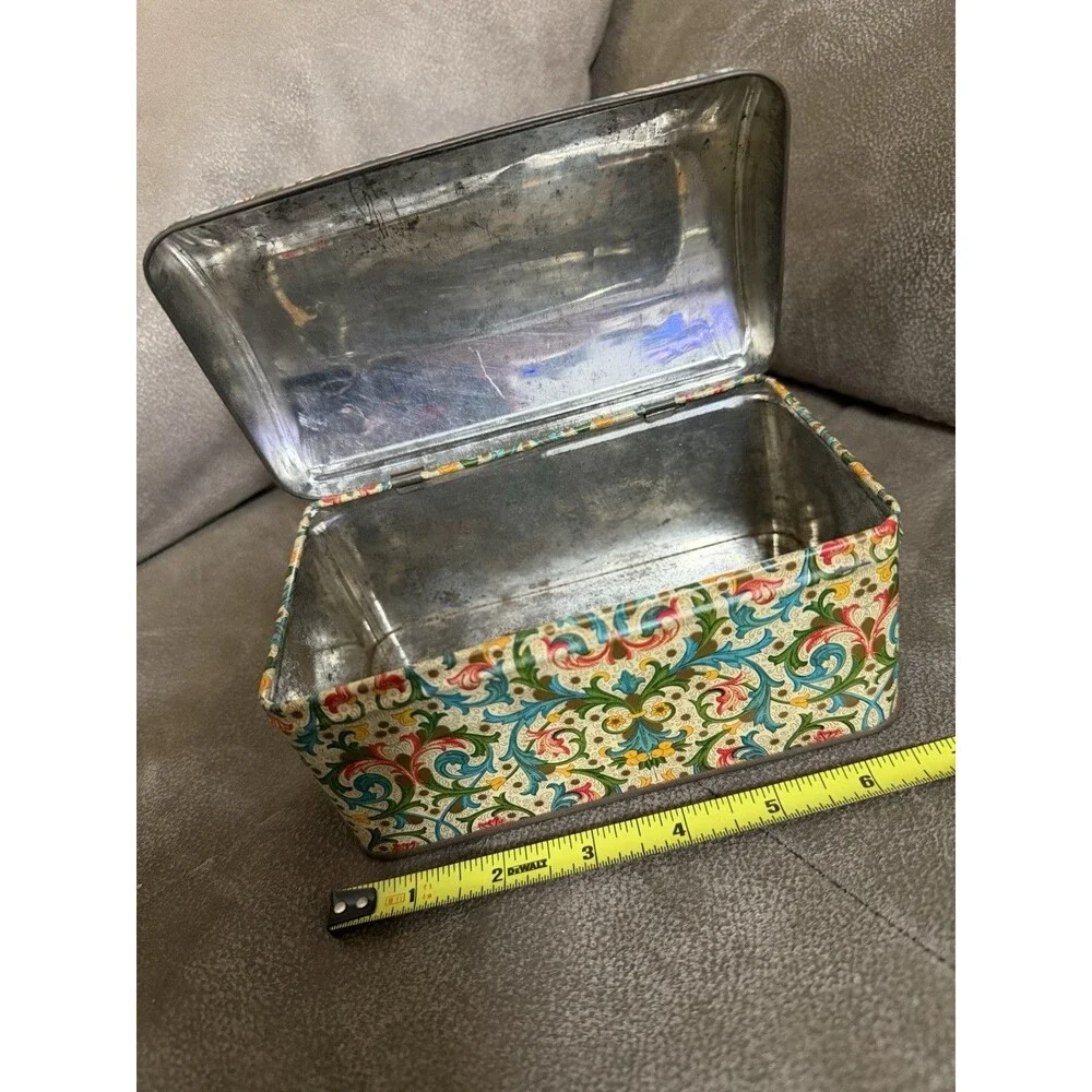 Vintage Floral Fabric Covered Decorative Storage Box – Hinged Lid